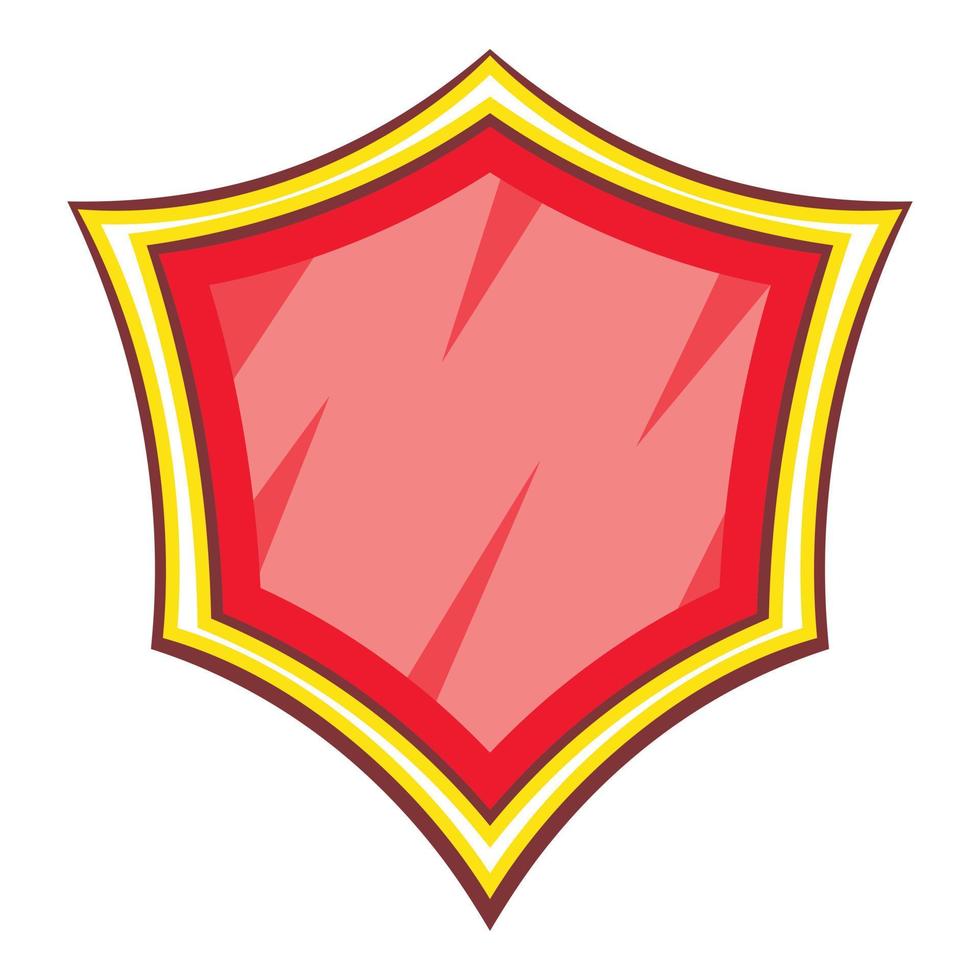 Red blank safety shield icon, cartoon style vector