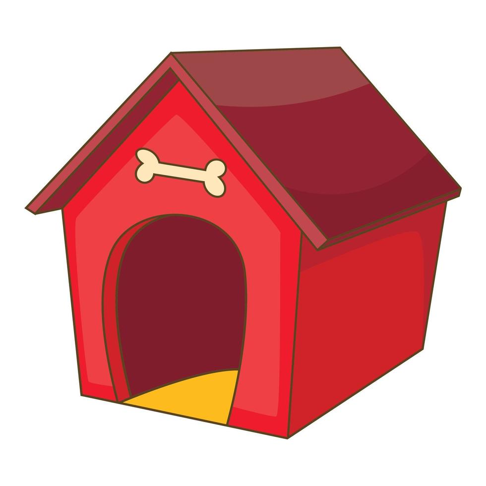 Red dog house icon, cartoon style vector