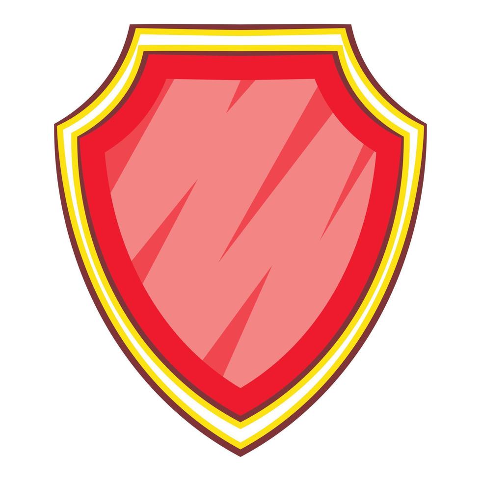 Red shield icon, cartoon style vector