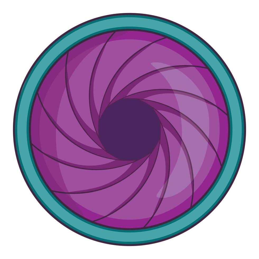 Lens cover icon, cartoon style vector