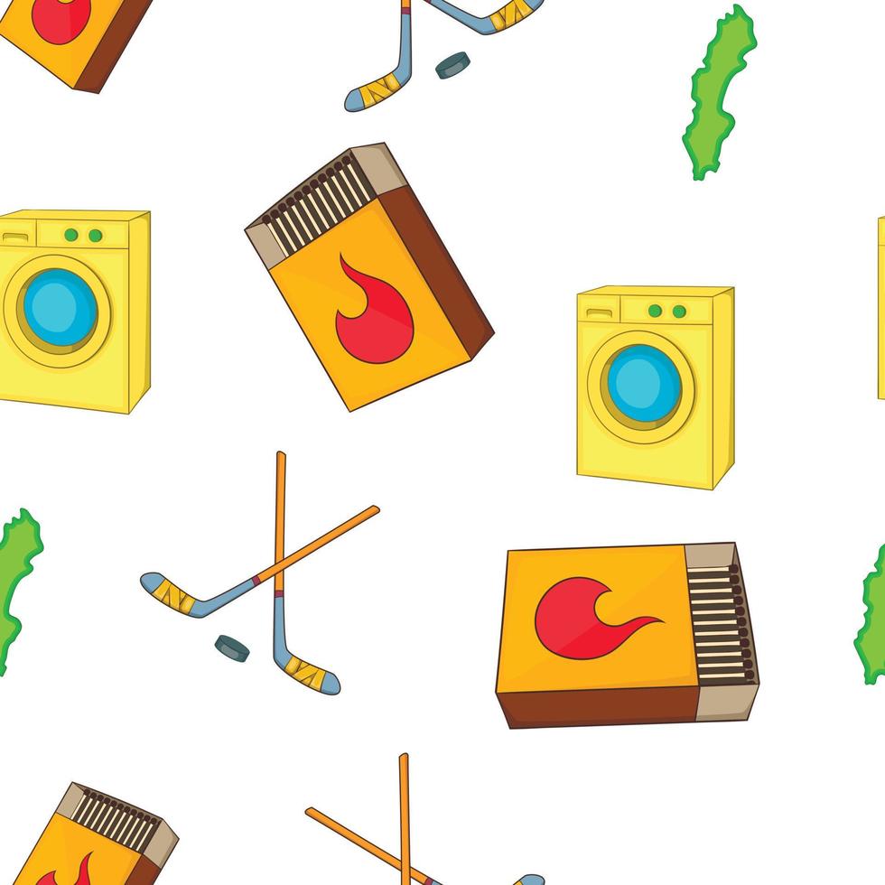 Sweden elements pattern, cartoon style vector