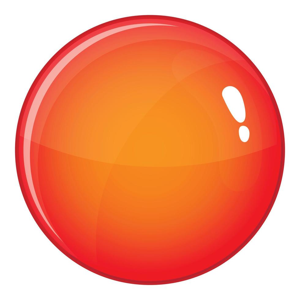 Round red button icon, cartoon style vector