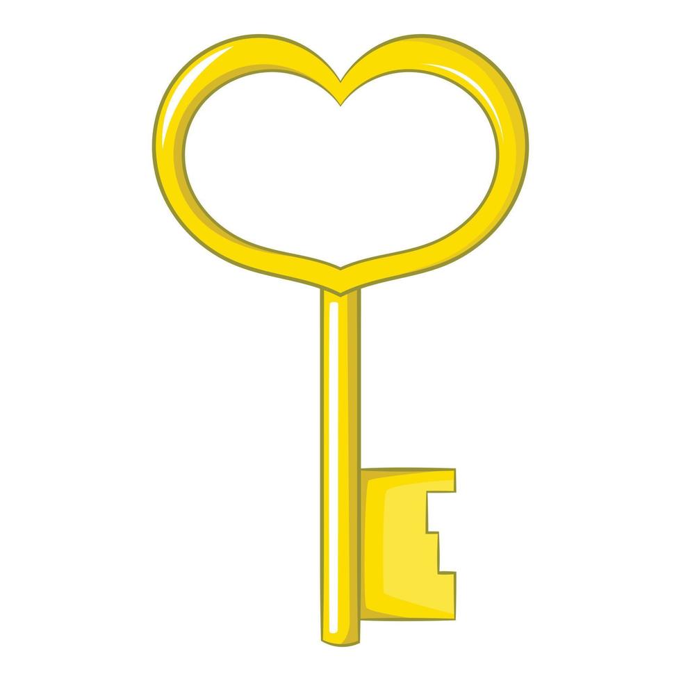 Key in heart shape icon, cartoon style vector