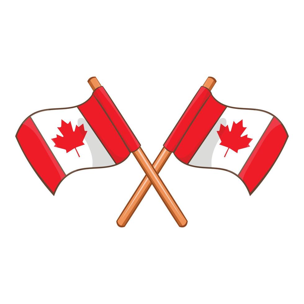 Crossed Canada flags icon, cartoon style vector