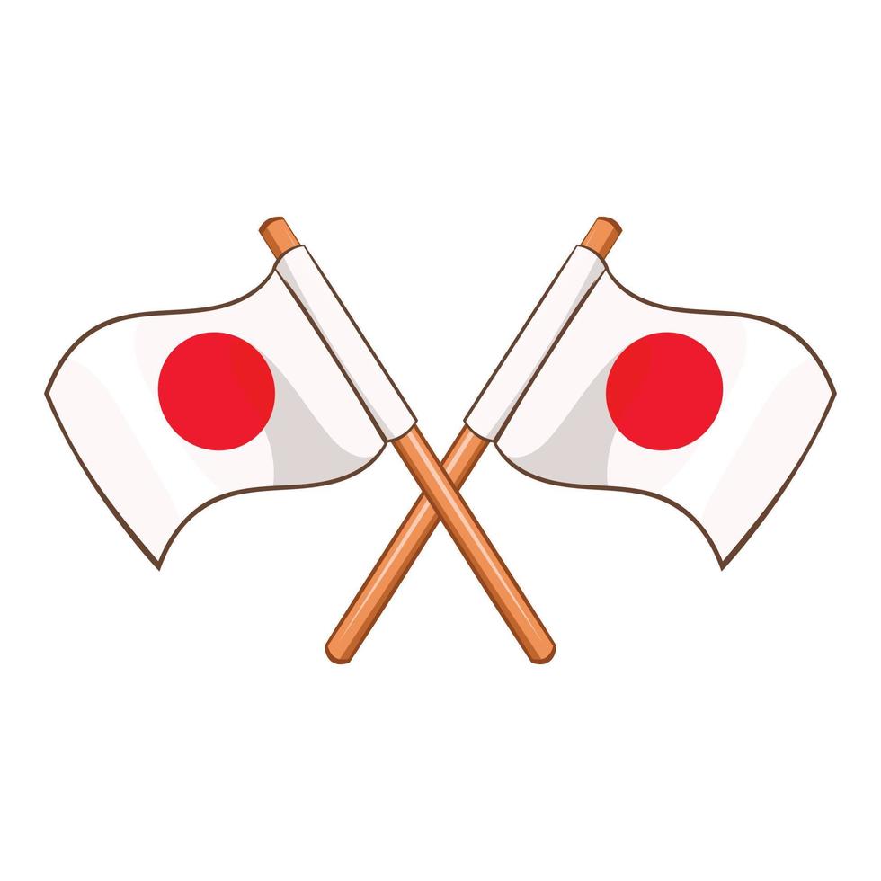 Icono de banderas cruzadas de Japón, estilo de dibujos animados vector