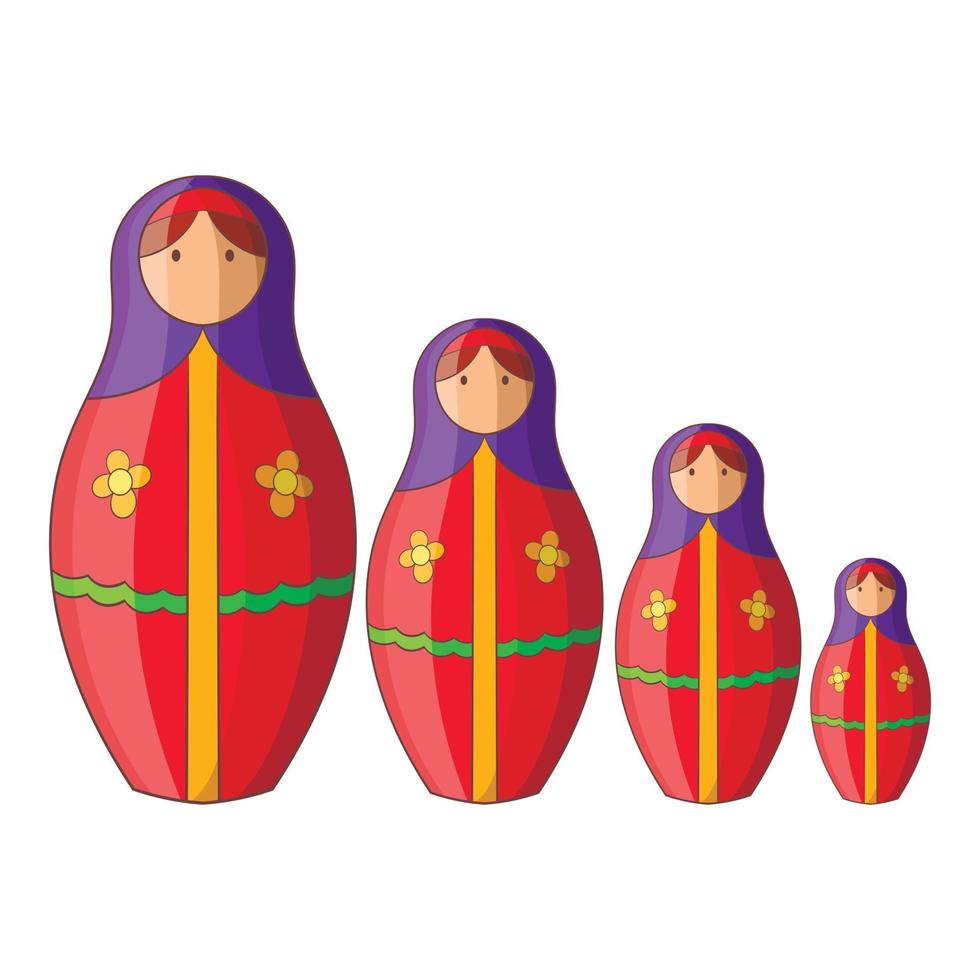 Russian tradition doll icon, cartoon style vector