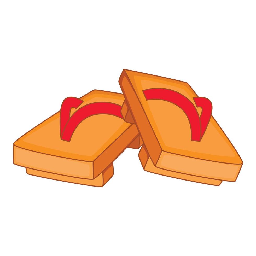 Pair of wooden clogs icon, cartoon style vector