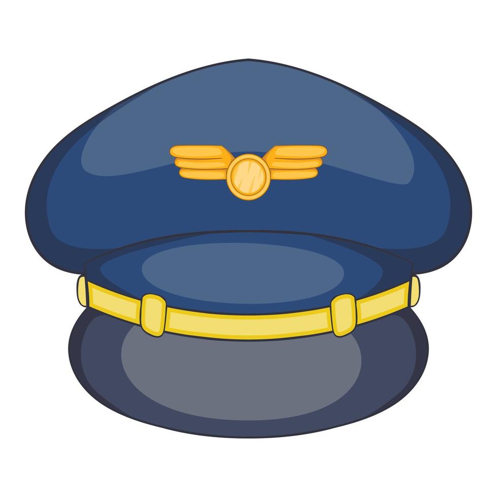 icono de sombrero de piloto, estilo de dibujos animados vector