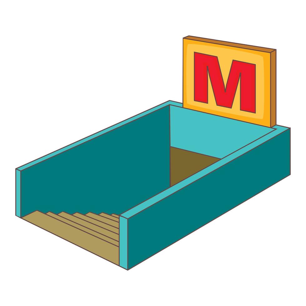 Metro icon, cartoon style vector