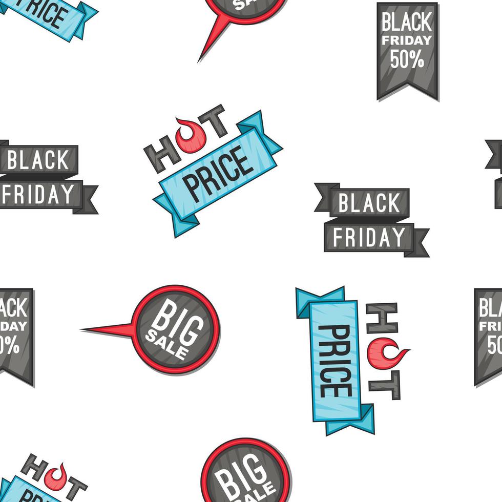 Black Friday sale pattern, cartoon style vector