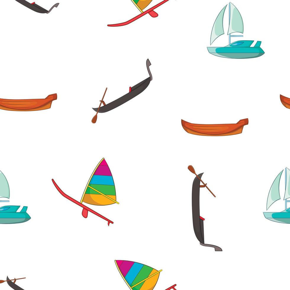 Boats pattern, cartoon style vector