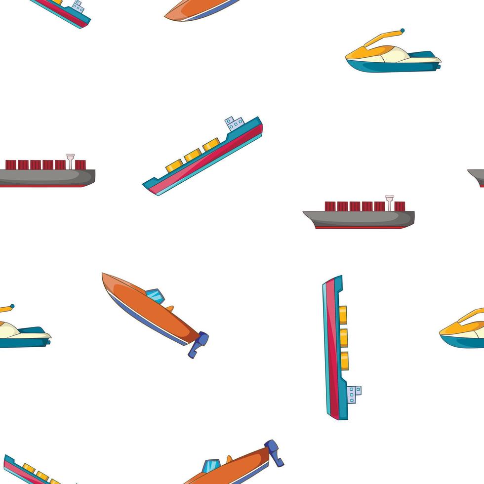 Ships pattern, cartoon style vector