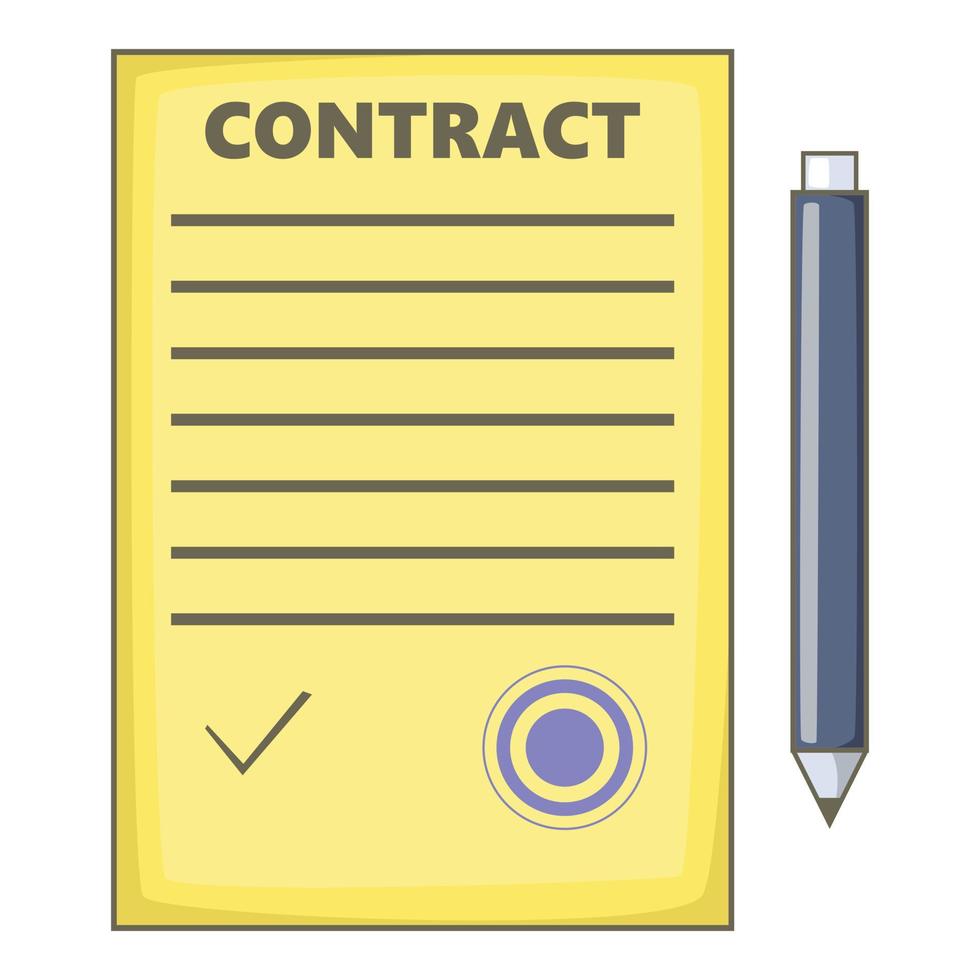 Contract icon, cartoon style vector