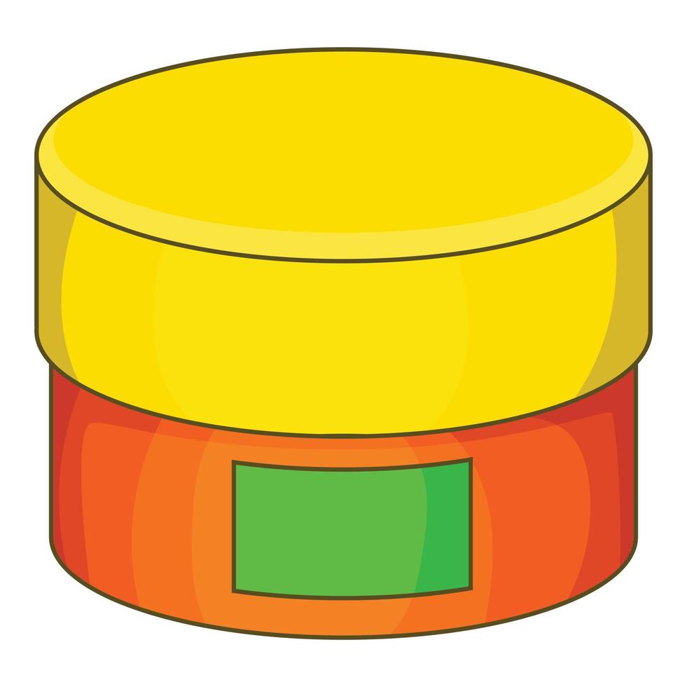 Cream jar icon, cartoon style vector