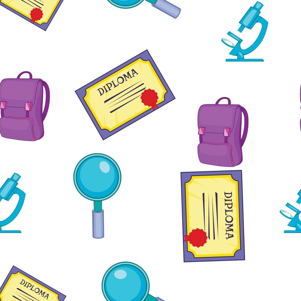 School item pattern, cartoon style vector
