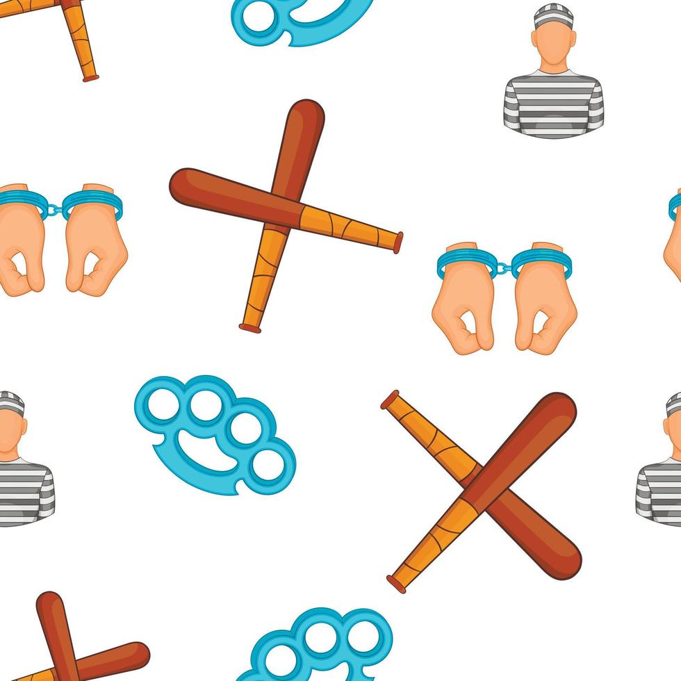 Crime and punishment pattern, cartoon style vector