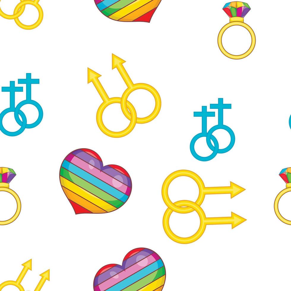Gay and lesbian elements pattern, cartoon style vector