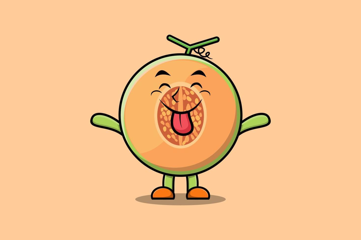 personaje de dibujos animados de melón con expresión llamativa vector