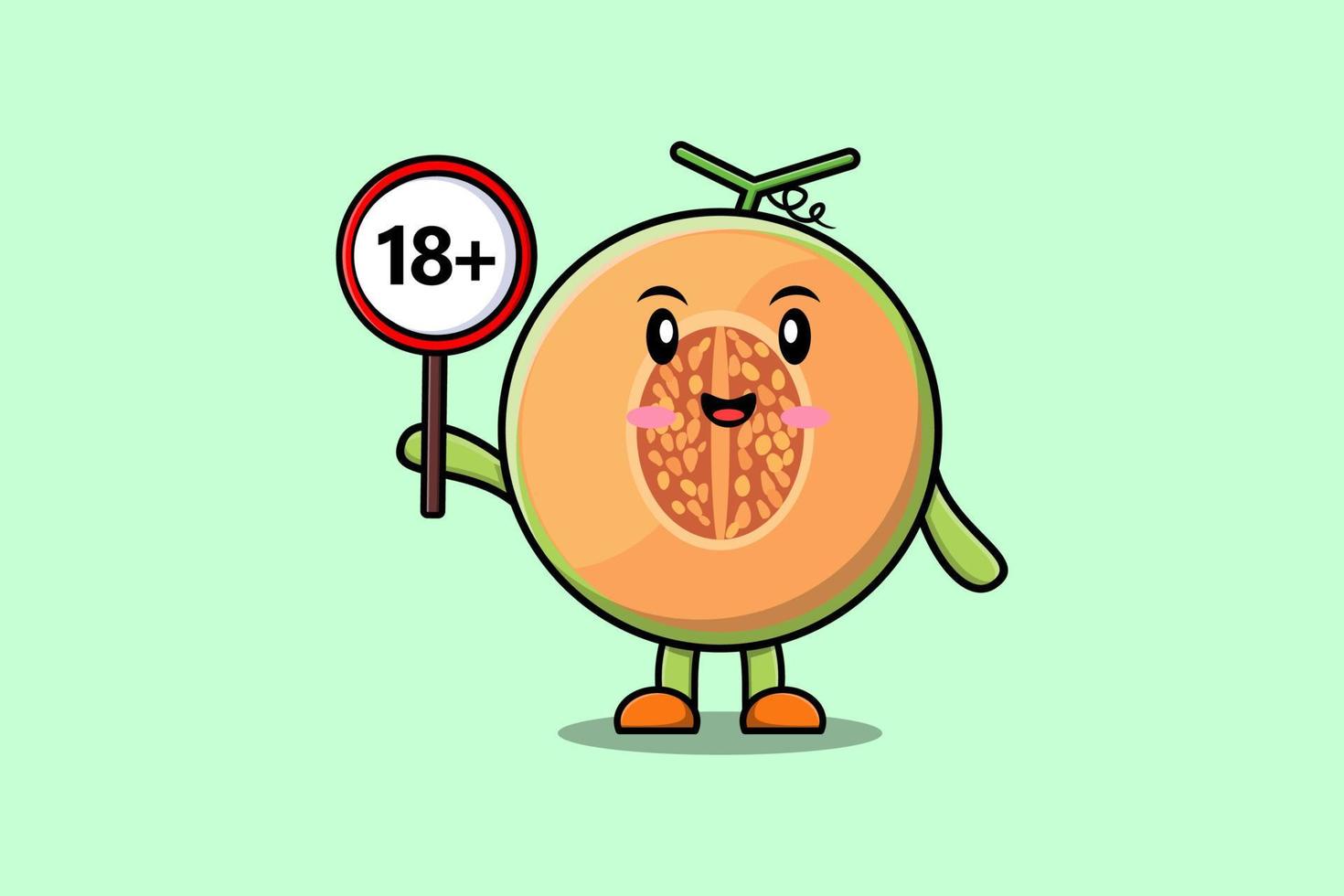 cute cartoon Melon holding 18 plus sign board 15077430 Vector Art at