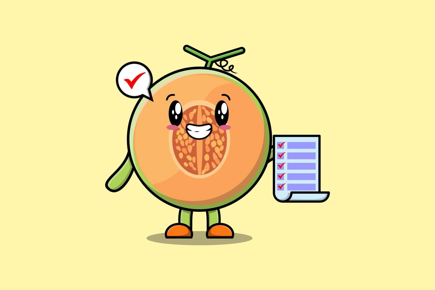 Cute cartoon Melon character hold checklist note vector