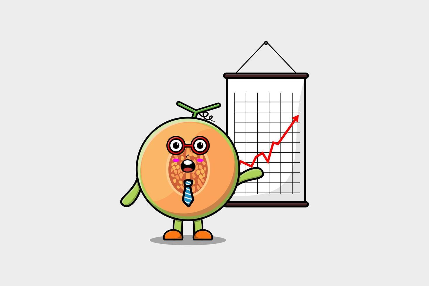 Cute cartoon Melon businessman present information vector