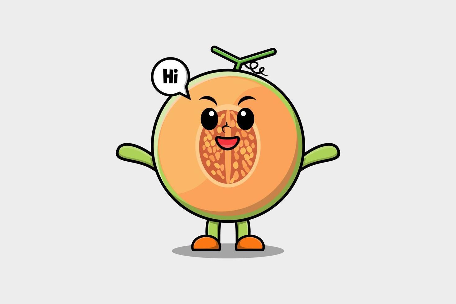 lindo personaje de dibujos animados de melón con expresión feliz vector