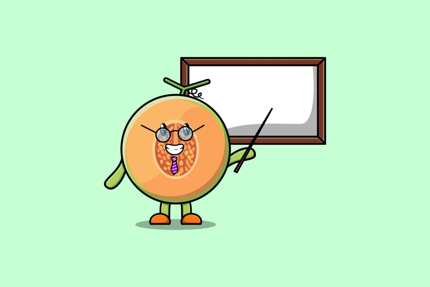 cartoon Melon teacher teaching with whiteboard vector
