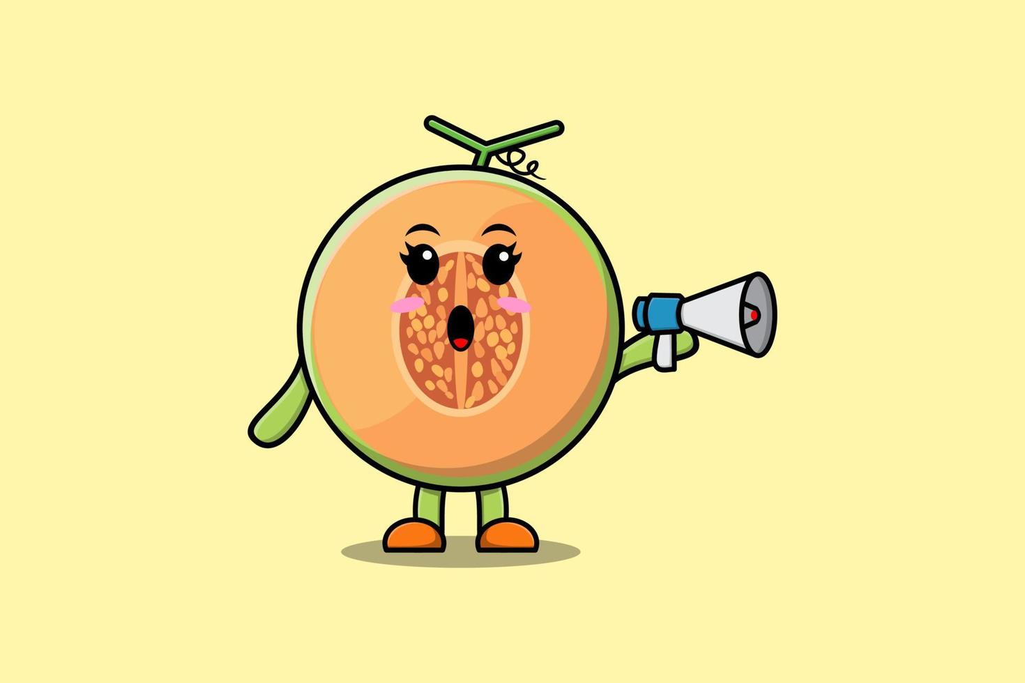 Cute Cartoon Melon character speak with megaphone vector