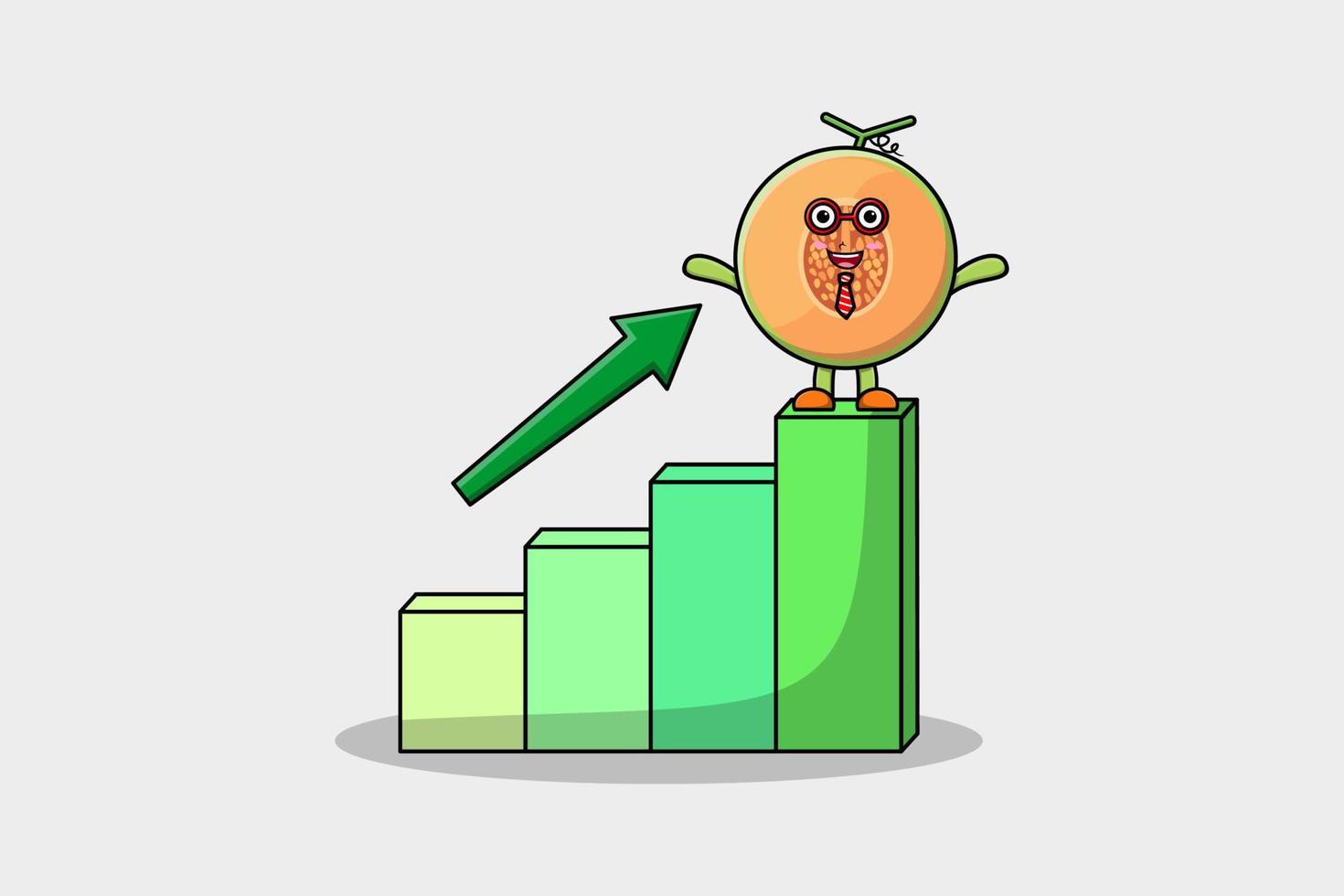 Melon cute businessman mascot with deflation chart vector