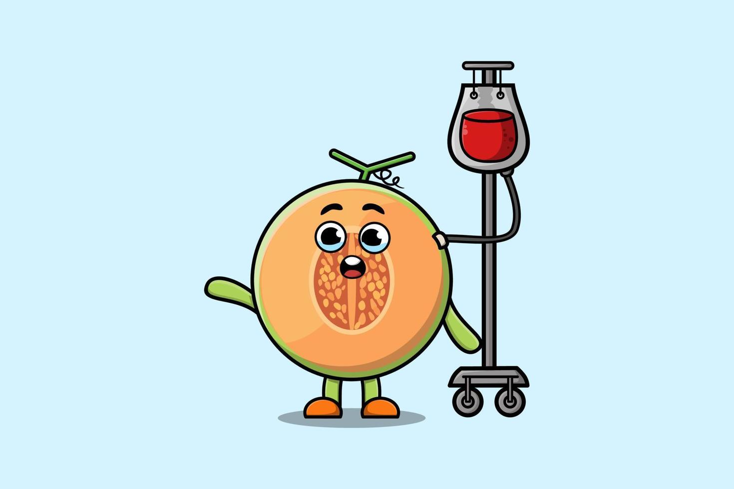 Cute cartoon of Melon having blood transfusion vector