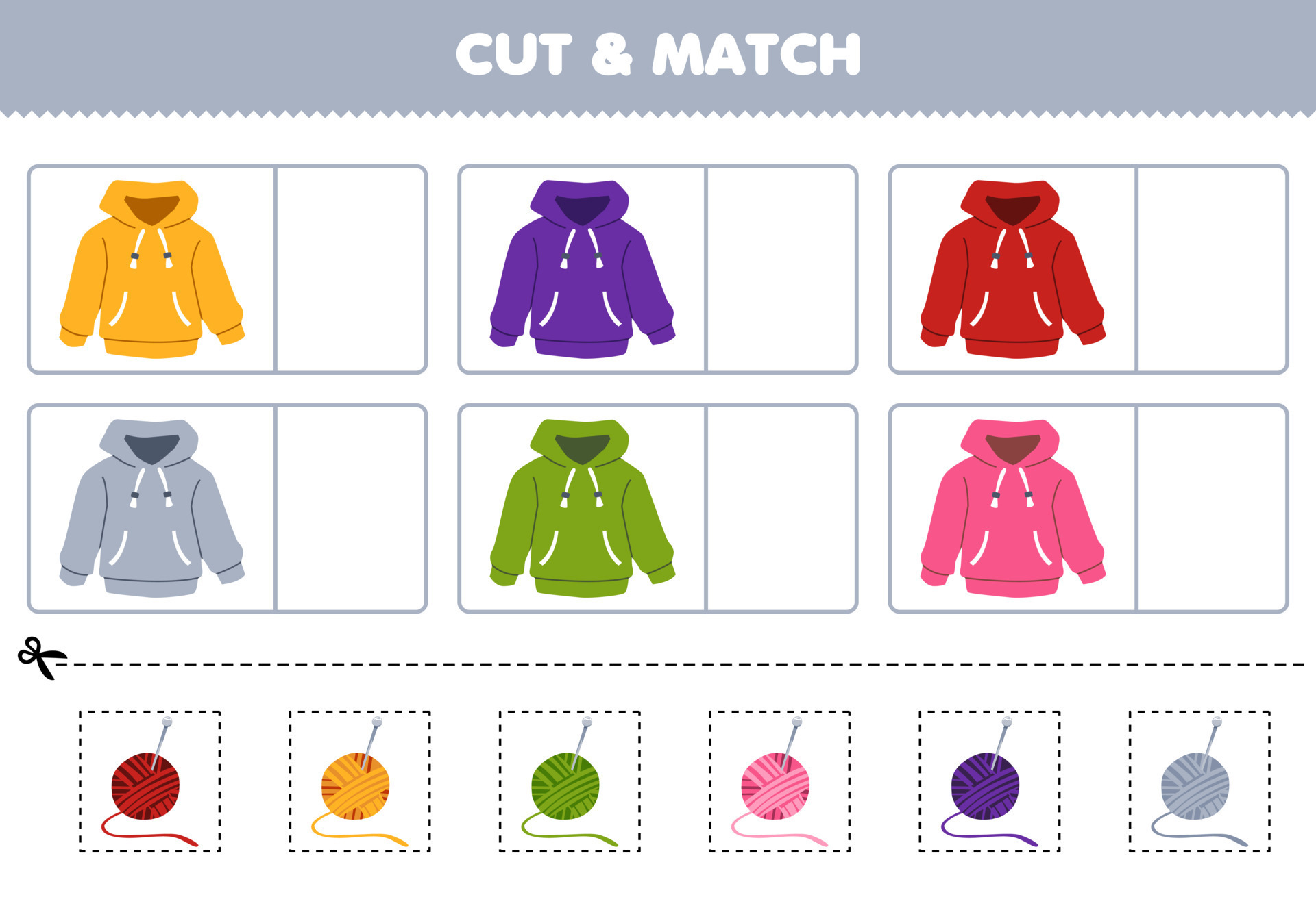 Education game for children cut and match the same color of cute