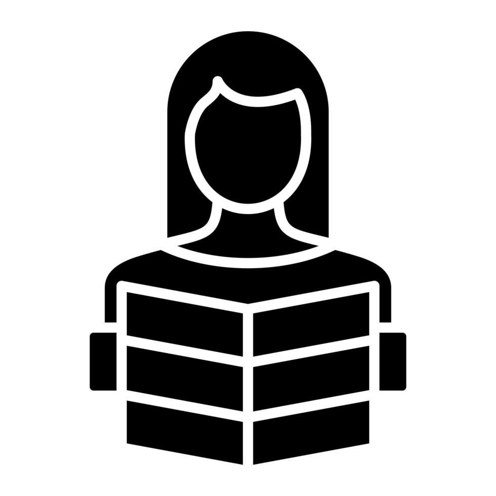 icono de glifo de lectura de mujer vector