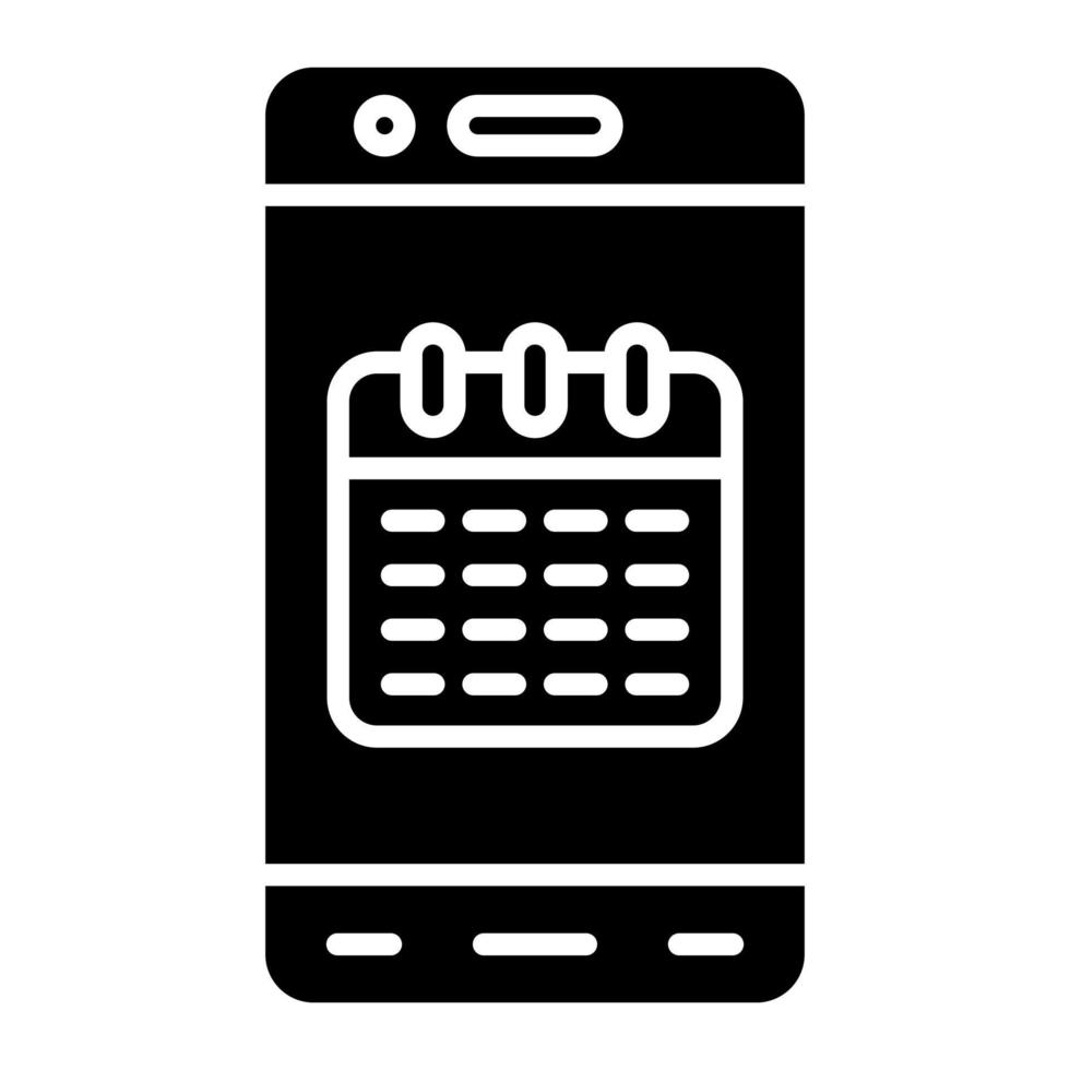 Mobile Calendar Glyph Icon vector