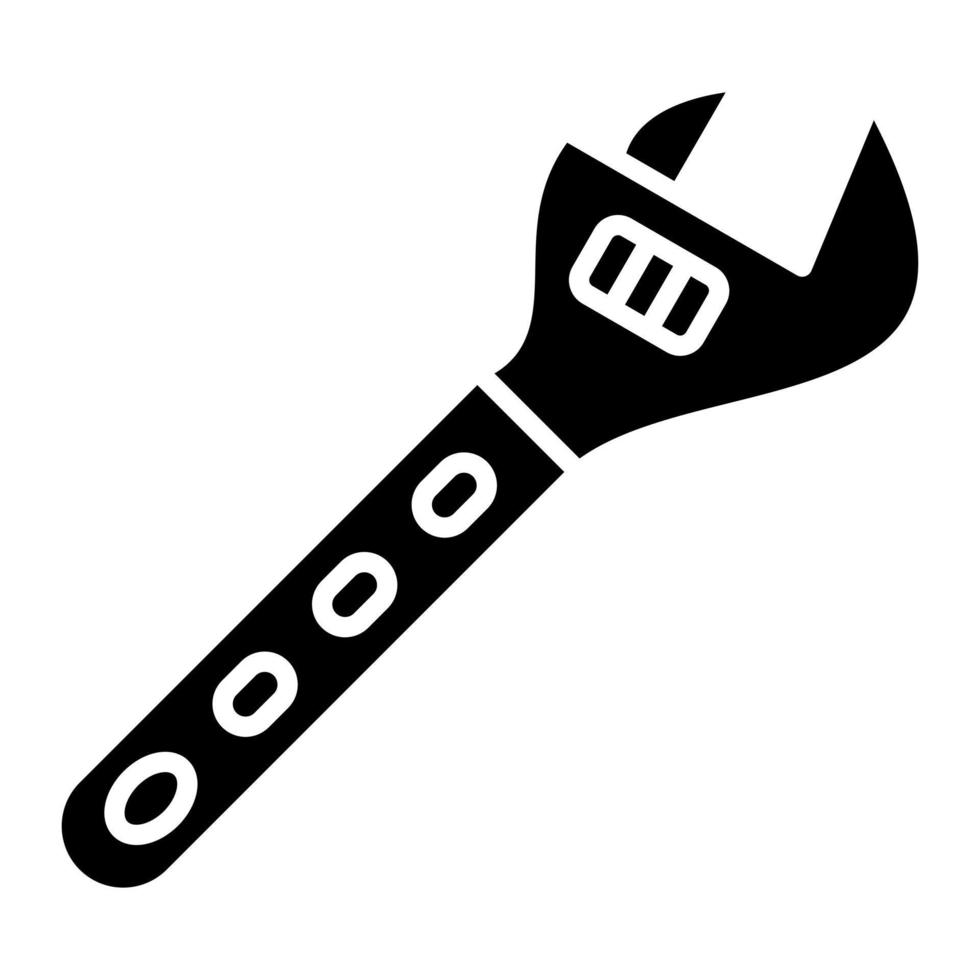 Adjustable Wrench Glyph Icon vector