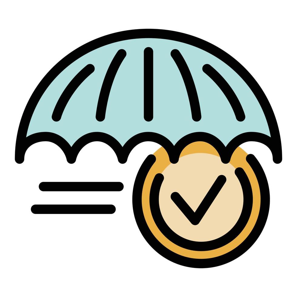 Umbrella reliability icon color outline vector