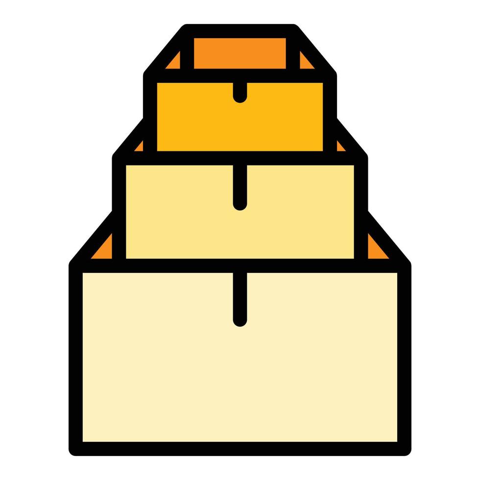 Pile stack box icon color outline vector