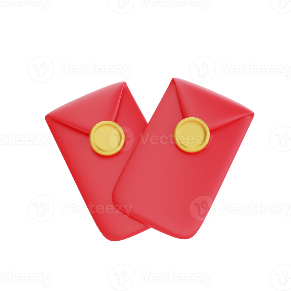 3D red envelope isolated, decoration for Chinese new year, Chinese Festivals, Lunar, CYN element, 3d rendering. png