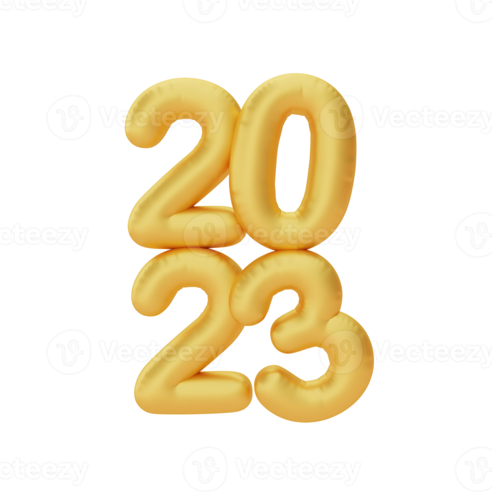 Happy New Year 2023, Golden number isolated, decoration for Chinese new year, Chinese Festivals, CYN element, 3d rendering. png