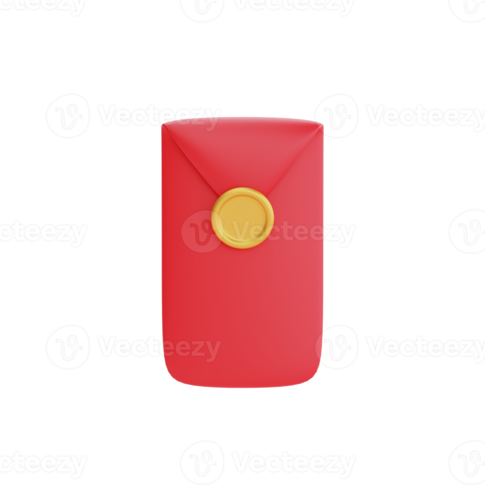 3D red envelope isolated, decoration for Chinese new year, Chinese Festivals, Lunar, CYN element, 3d rendering. png