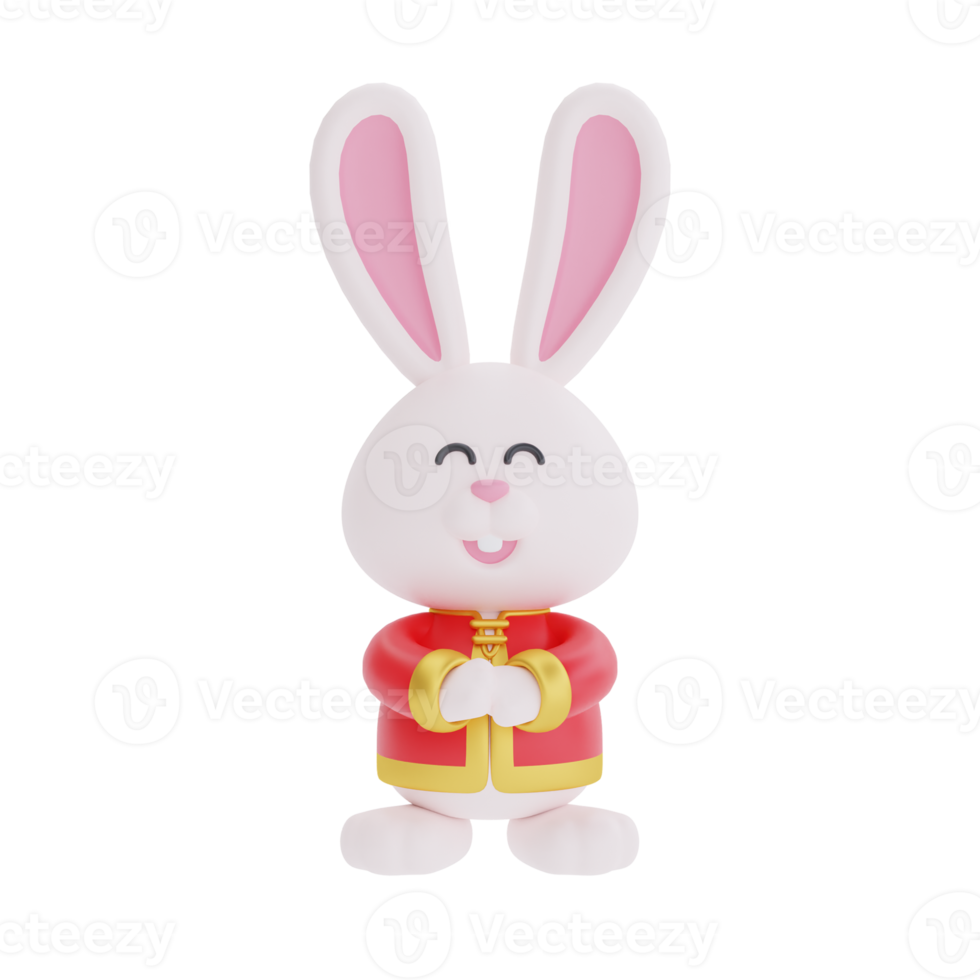 Free 3D cute rabbit cartoon character isolated, element for Chinese new  year, Chinese Festivals, Lunar, CYN 2023, Year of the Rabbit, 3d rendering.  15078952 PNG with Transparent Background