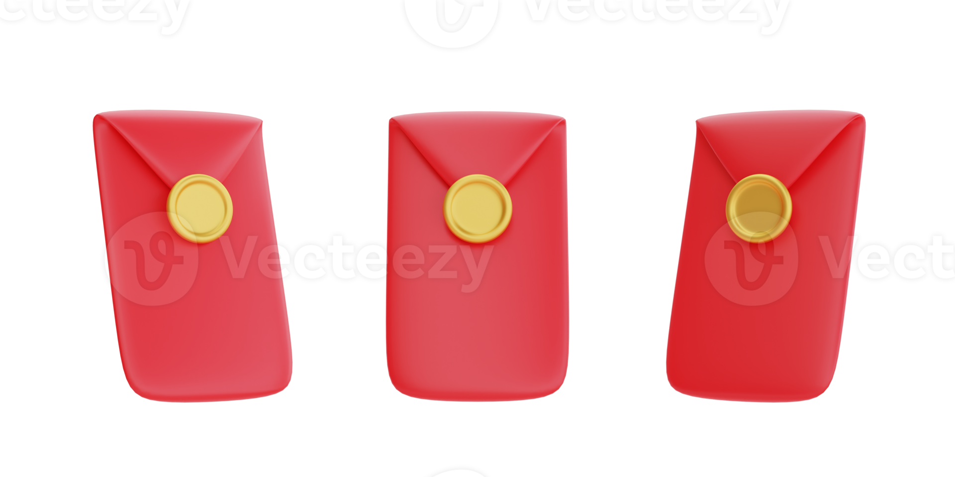 Envelope vermelho 3d isolado, decoração para o ano novo chinês, festivais chineses, lunar, elemento cyn, renderização em 3d. png