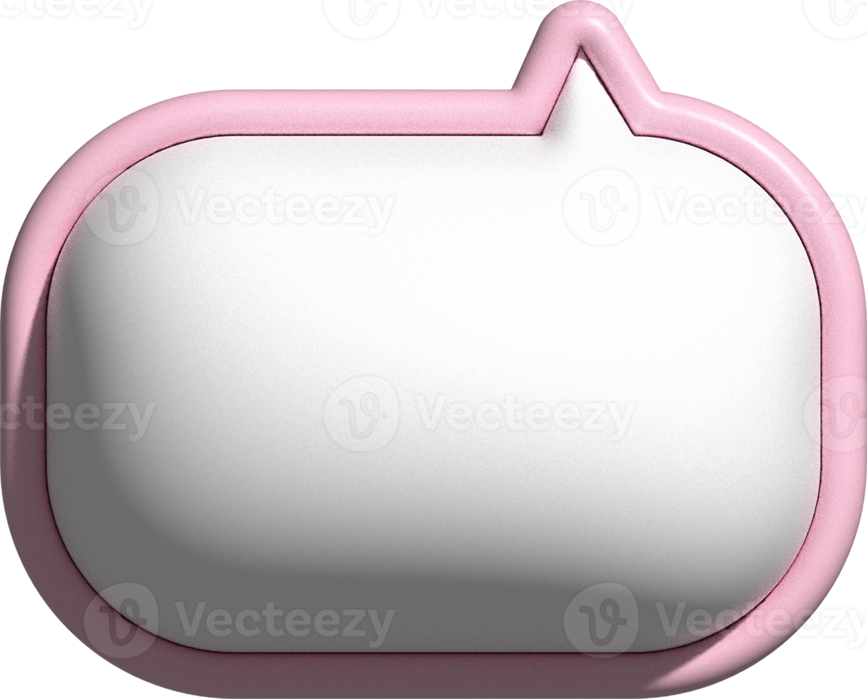 cute 3d pink and white speech bubble, text box, conversation bubble, message box decoration png