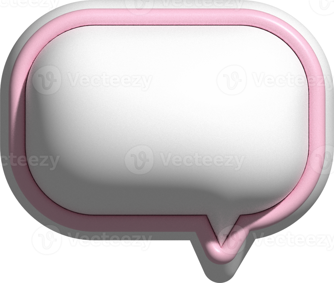 cute 3d pink and white speech bubble, text box, conversation bubble