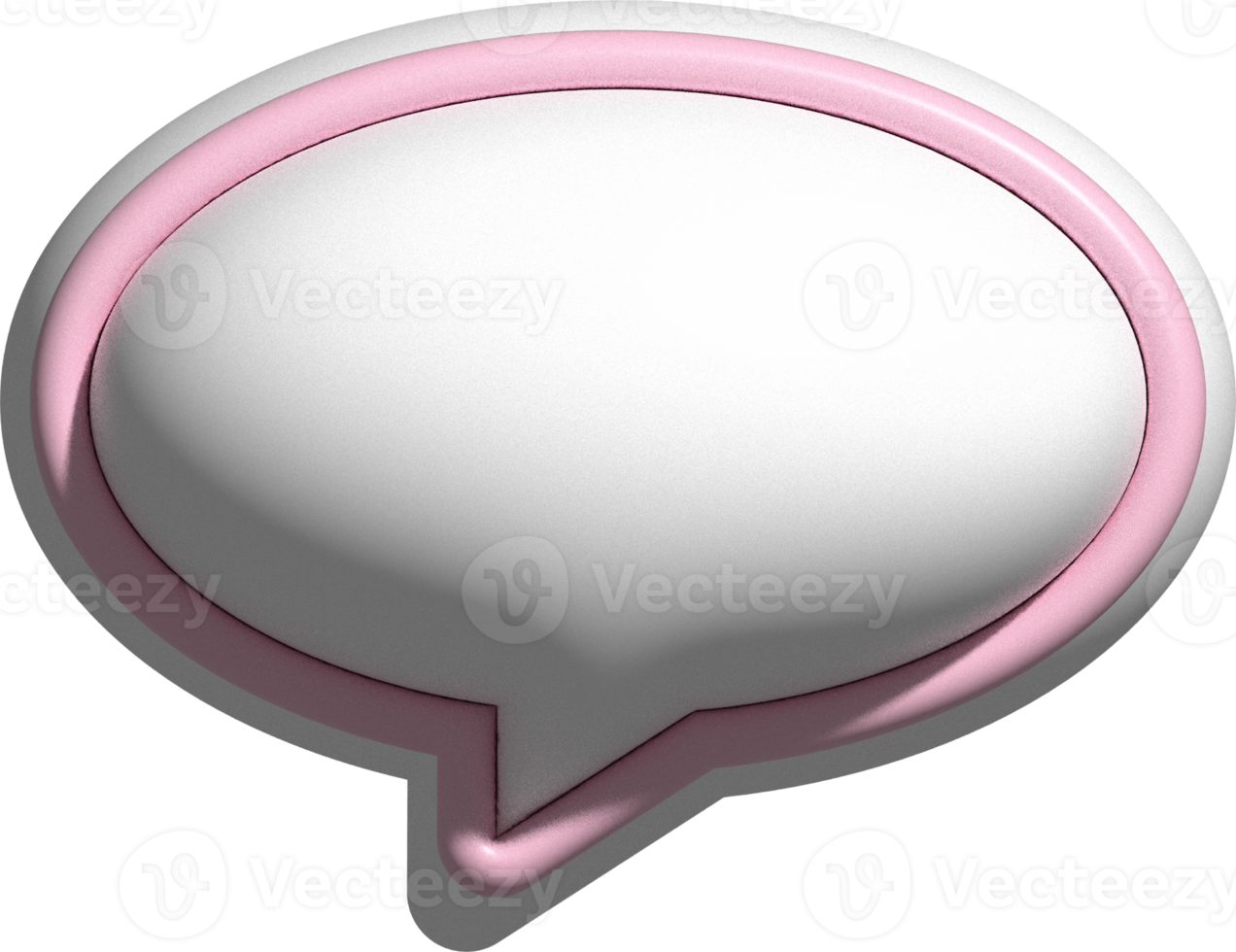 cute 3d pink and white speech bubble, text box, conversation bubble, message box decoration png