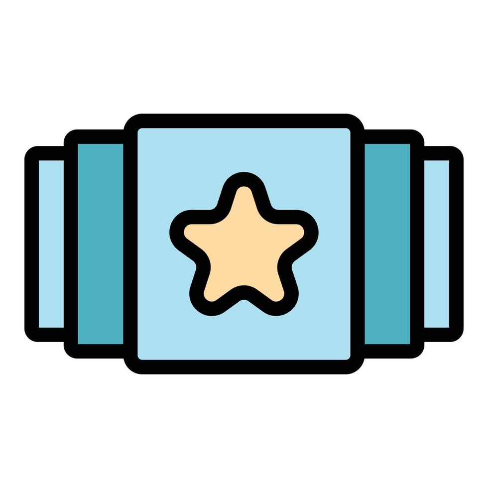 Star playlist icon color outline vector