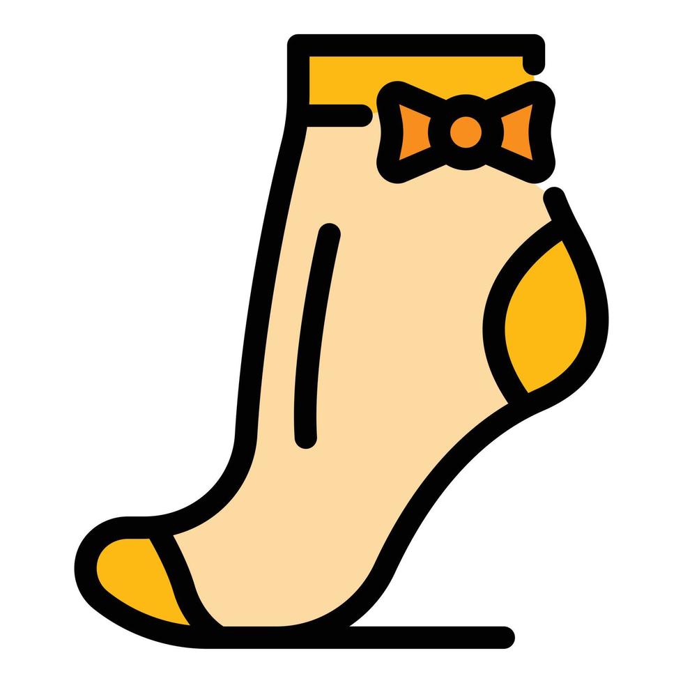 Girl socks icon color outline vector