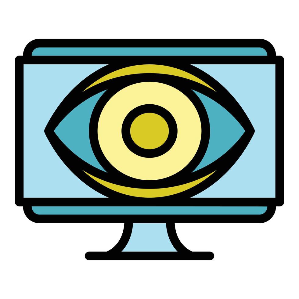 Big eye monitor icon color outline vector