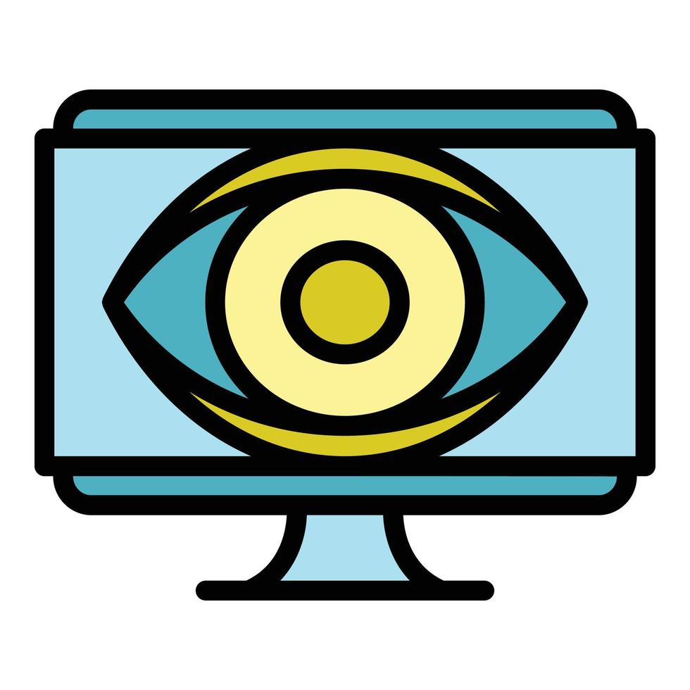 Big eye monitor icon color outline vector