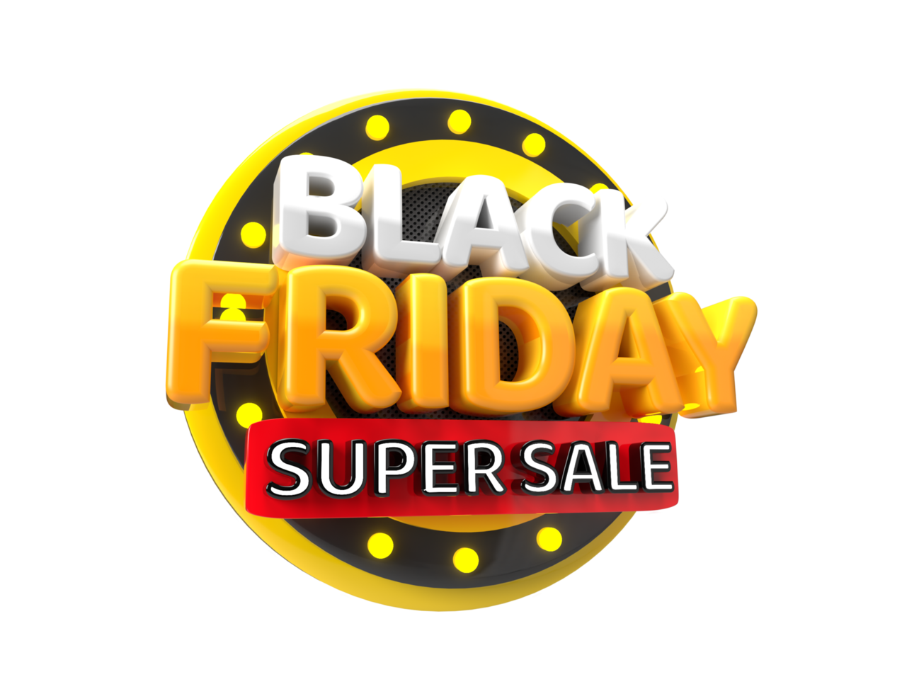 Black Friday Right Side View 3D Render Object PNG