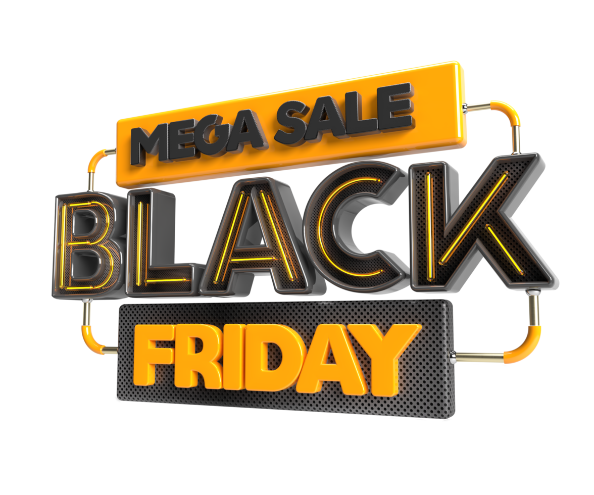 Black Friday mega sale 3d realistic render left side view object PNG